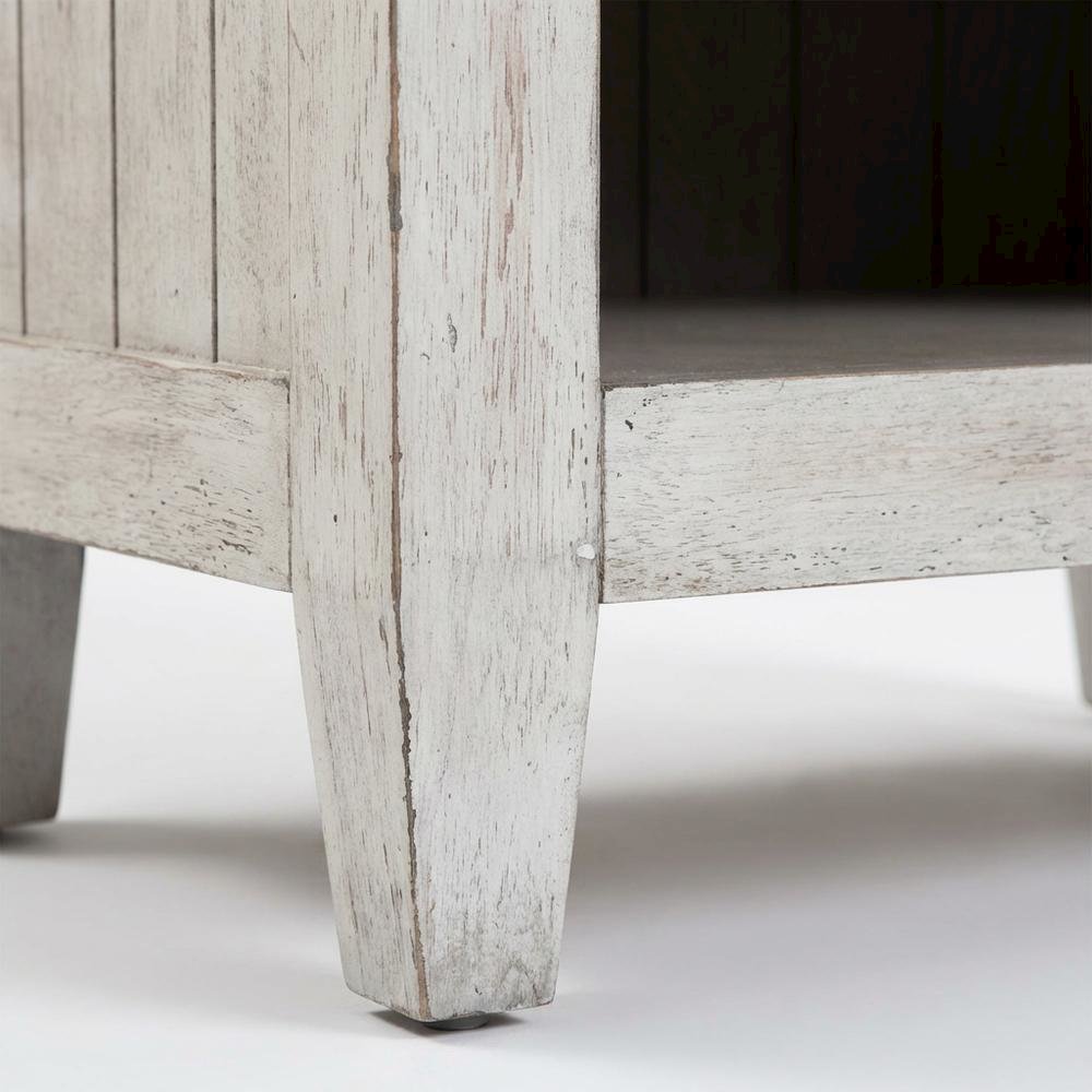 White Nightstand with Charging Station and Farmhouse Style