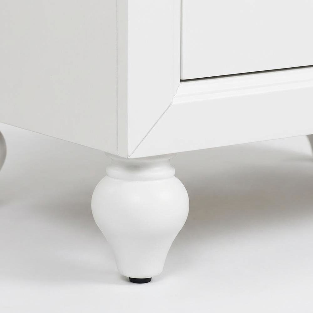 White Cottage Nightstand with Melamine & Rubberwood Frame, Stylish and Durable