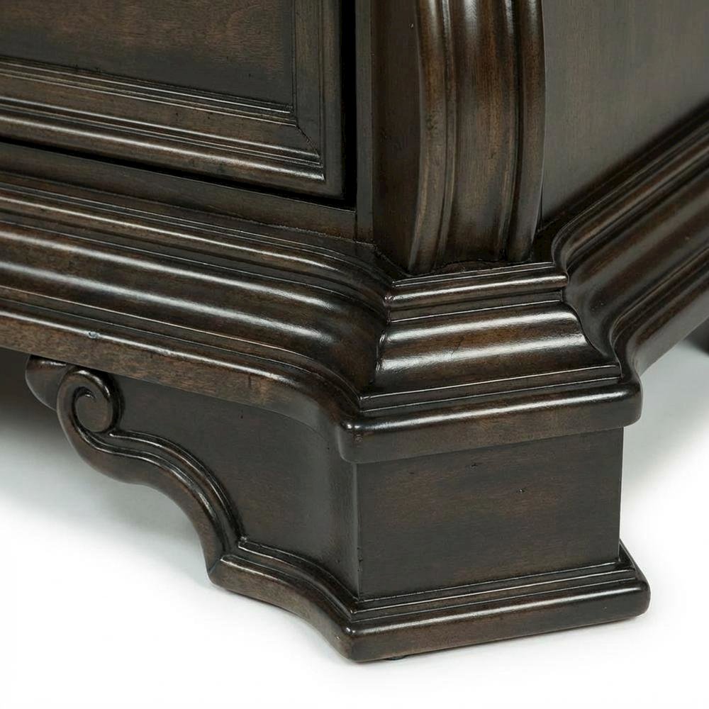 Brown Night Stand with European Traditional Design and Metal Accents