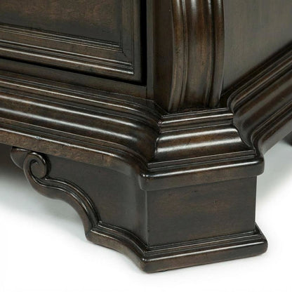 Brown Night Stand with European Traditional Design and Metal Accents