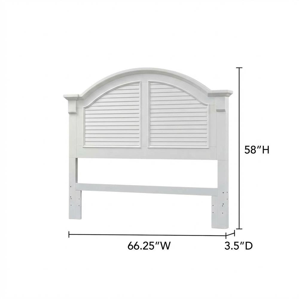 Queen Oyster White and Navy Panel Headboard in Solid Wood with Cottage Design