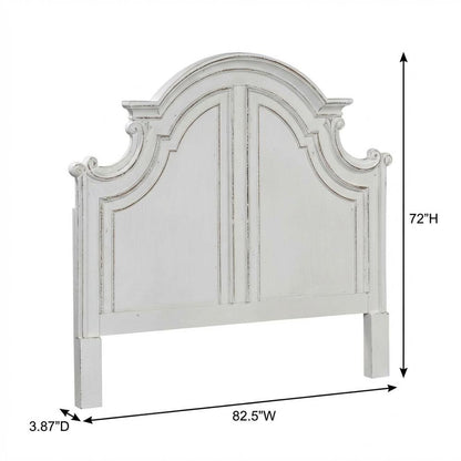 Antique White, Weathered Bark King Headboard, Solid Wood Frame, European Design