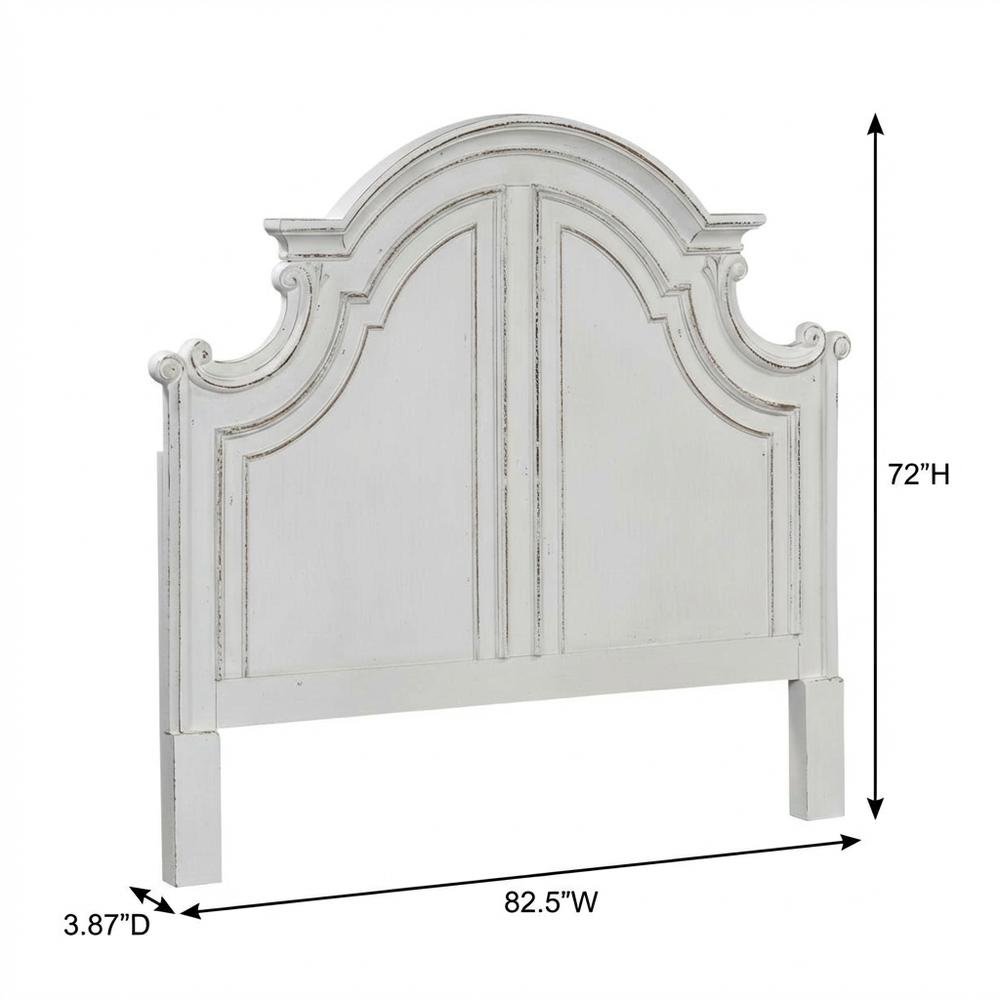 Antique White, Weathered Bark King Headboard, Solid Wood Frame, European Design