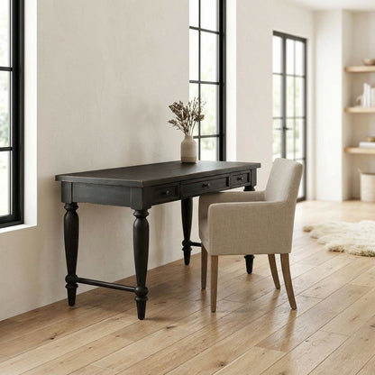Vintage-Style Chalkboard Office Desk With Rubberwood And Oak Veneer Finish