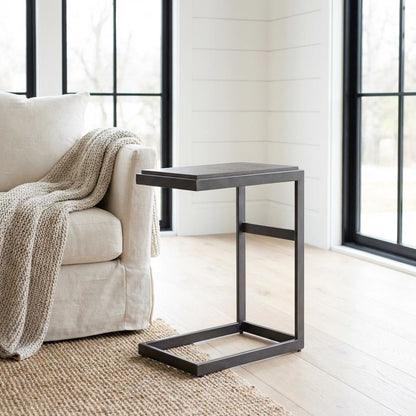Gray Laptop Table with Solid and Manufactured Wood for Contemporary Workspaces