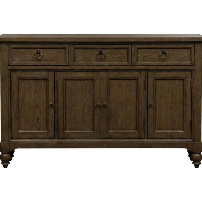 Solid Wood Farmhouse Buffet Cabinet with Drawers and Storage Cabinet, Brown