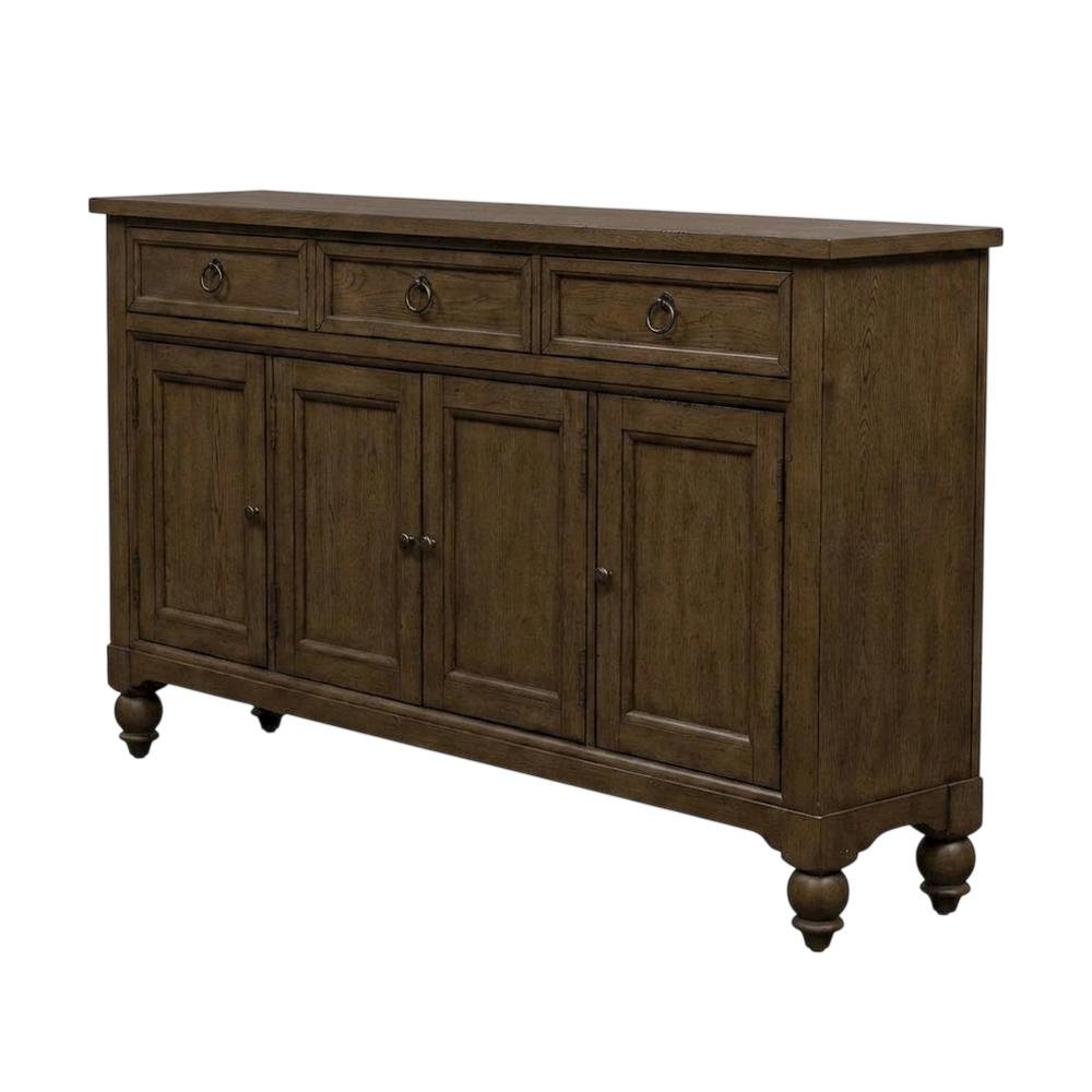 Solid Wood Farmhouse Buffet Cabinet with Drawers and Storage Cabinet, Brown