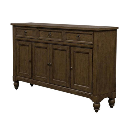 Solid Wood Farmhouse Buffet Cabinet with Drawers and Storage Cabinet, Brown