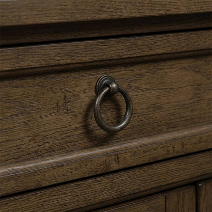 Solid Wood Farmhouse Buffet Cabinet with Drawers and Storage Cabinet, Brown