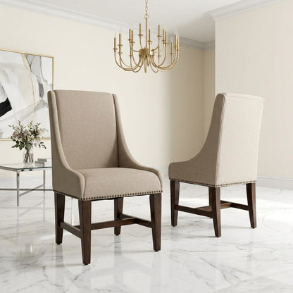 Upholstered Traditional Dining Chairs for Living Room, Brown, Set of 2