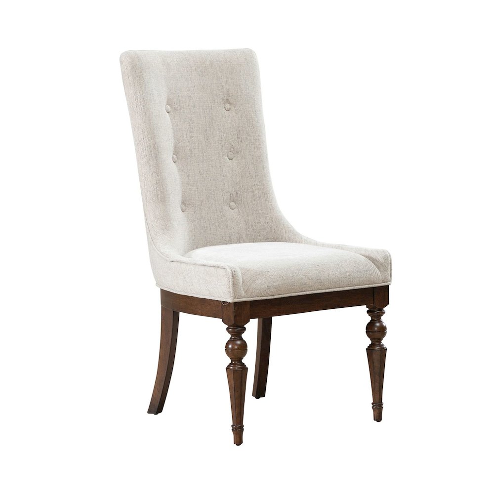 Arden Road Opt 7 Piece Trestle Table Set - 6 Upholstered Chairs - Satin Cherry
