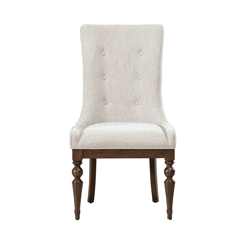 Arden Road Opt 7 Piece Trestle Table Set - 6 Upholstered Chairs - Satin Cherry