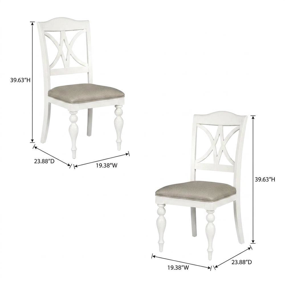 Solid Wood Slat-Back Dining Chairs for Kitchen and Dining Room, White, Set of 2