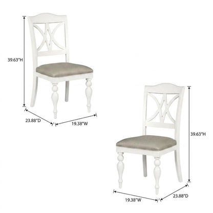 Solid Wood Slat-Back Dining Chairs for Kitchen and Dining Room, White, Set of 2