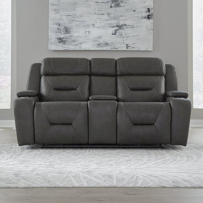 Chapman Power Recline Sofa & Recliner with Charging Ports - Aline Coal Leather