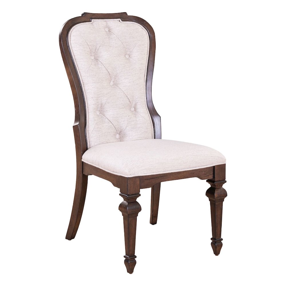 7 Piece Trestle Table Set with 6 Upholstered Chairs - Chateau Brown