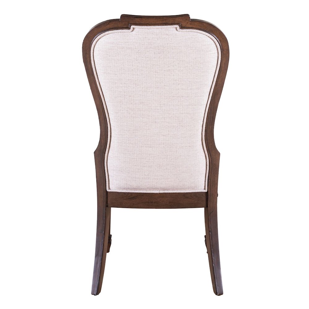 7 Piece Trestle Table Set with 6 Upholstered Chairs - Chateau Brown