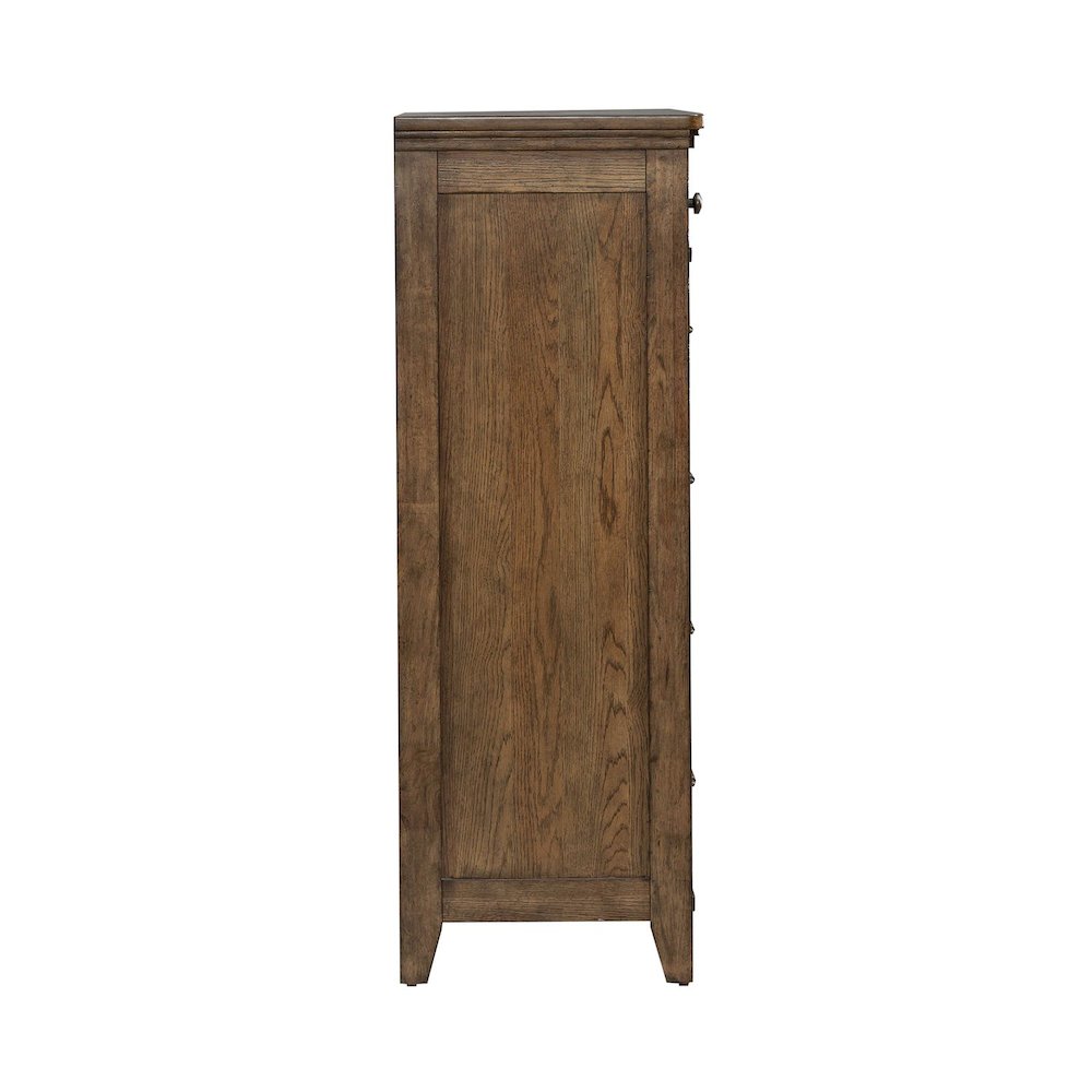 Queen Panel Bed, Dresser & Mirror, Chest, Night Stand Bedroom Set - Amber Brown