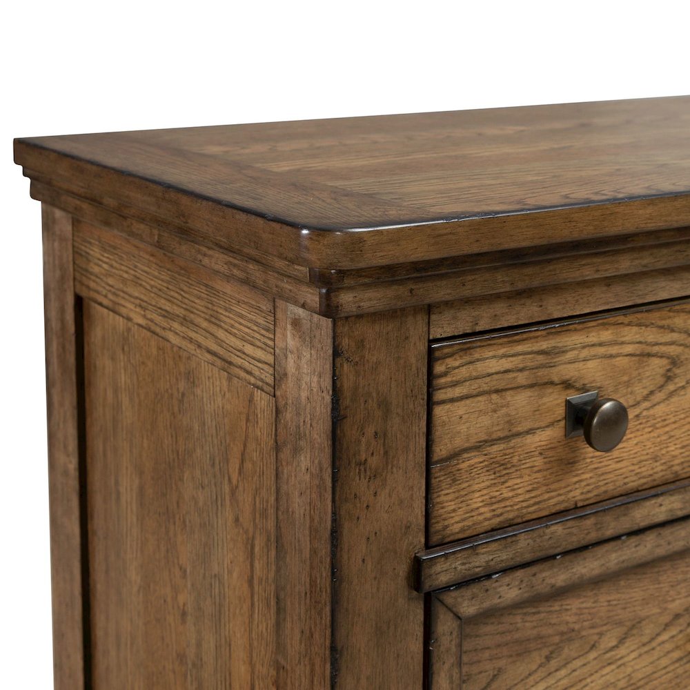 Queen Panel Bed, Dresser & Mirror, Chest, Night Stand Bedroom Set - Amber Brown