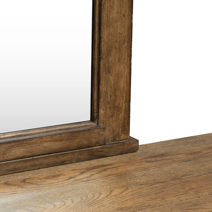 King Panel Bed, Dresser & Mirror, Night Stand Bedroom Set - Amber Brown