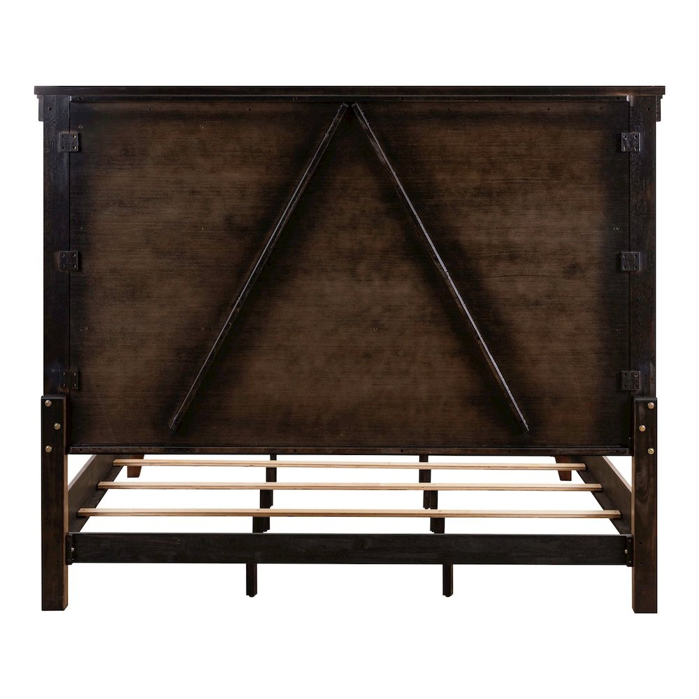 King Panel Bed, Dresser & Mirror, Night Stand Bedroom Set - Amber Brown
