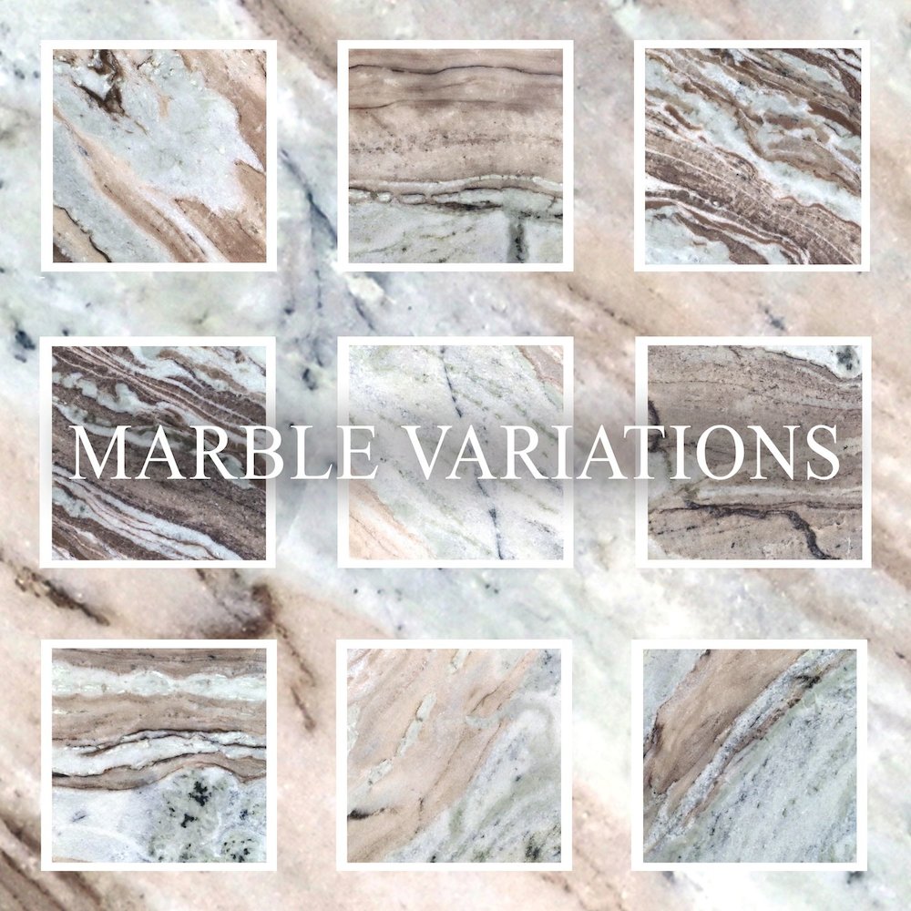 Kaleidoscope Pedestal Table Set - Aged Whiskey Marble