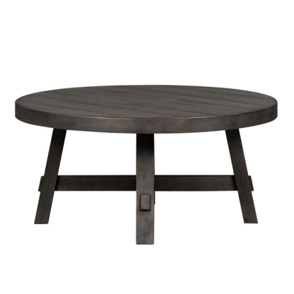 Splay Leg Round Cocktail Table Dusty Charcoal w/ Heavy Distressing