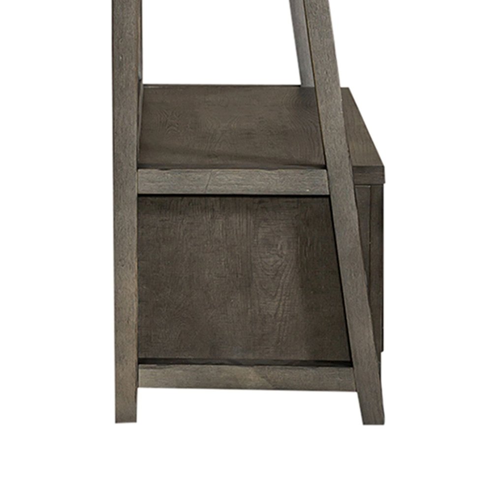 2 Pc Hall Tree Set with Oak Framed Mirror and Storage Drawer - Charcoal