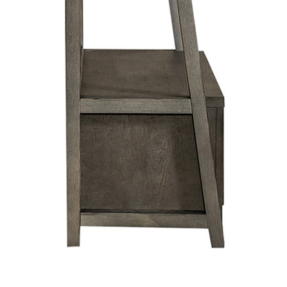 2 Pc Hall Tree Set with Oak Framed Mirror and Storage Drawer - Charcoal