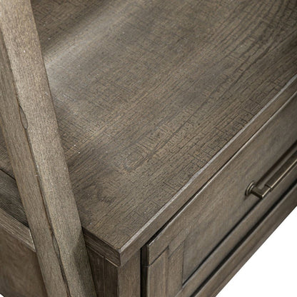 2 Pc Hall Tree Set with Oak Framed Mirror and Storage Drawer - Charcoal