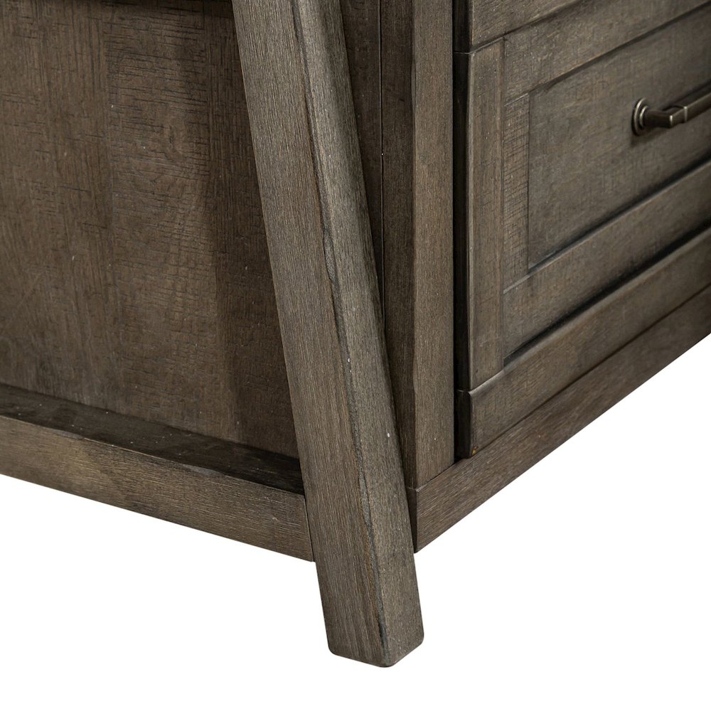 2 Pc Hall Tree Set with Oak Framed Mirror and Storage Drawer - Charcoal