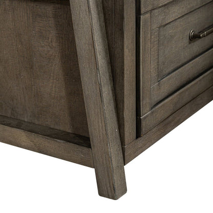2 Pc Hall Tree Set with Oak Framed Mirror and Storage Drawer - Charcoal