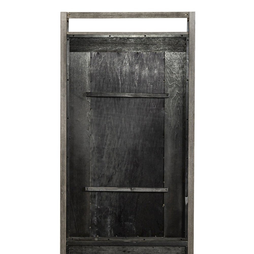 2 Pc Hall Tree Set with Oak Framed Mirror and Storage Drawer - Charcoal