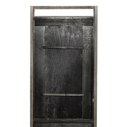 2 Pc Hall Tree Set with Oak Framed Mirror and Storage Drawer - Charcoal
