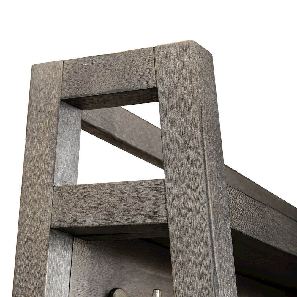 2 Pc Hall Tree Set with Oak Framed Mirror and Storage Drawer - Charcoal
