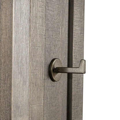 2 Pc Hall Tree Set with Oak Framed Mirror and Storage Drawer - Charcoal