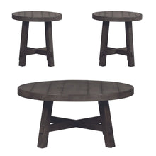 3 Piece Living Room Set - Cocktail table, 2 End Tables - Charcoal Oak Wood