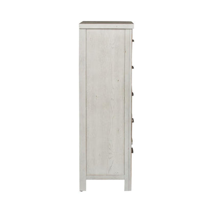 Modern Farmhouse 5 Drawer Chest in Flea Market White w/ Heavy Distressing