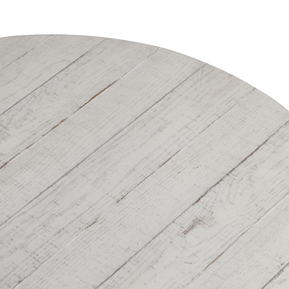 Modern Farmhouse Drum Cocktail Table in Flea Market White w/ Heavy Distressing