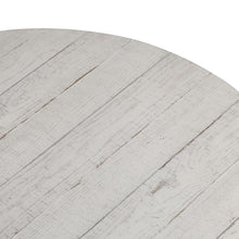 Modern Farmhouse Drum Cocktail Table in Flea Market White w/ Heavy Distressing