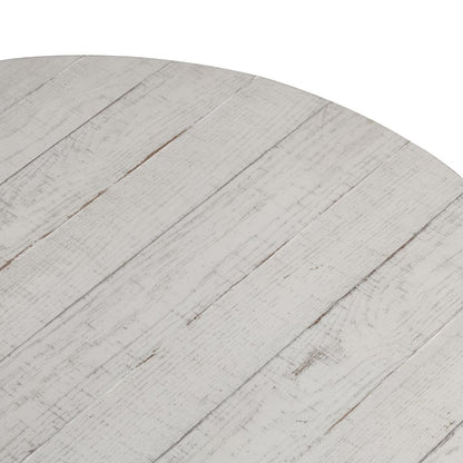 Modern Farmhouse Drum Cocktail Table in Flea Market White w/ Heavy Distressing