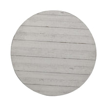 Modern Farmhouse Drum Cocktail Table in Flea Market White w/ Heavy Distressing