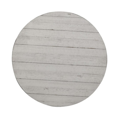 Modern Farmhouse Drum Cocktail Table in Flea Market White w/ Heavy Distressing