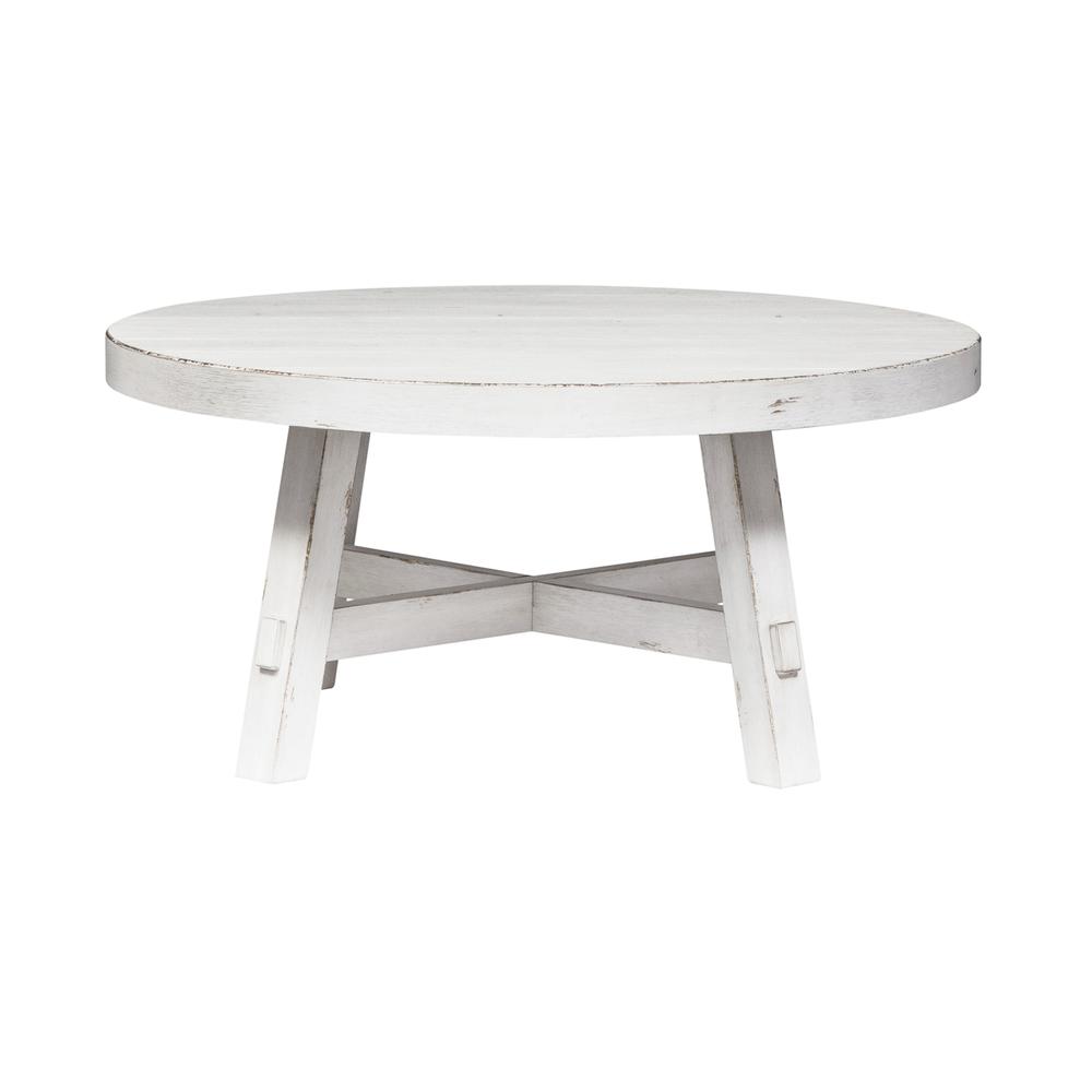 Splay Leg Round Cocktail Flea Market White w/ Heavy Distressing
