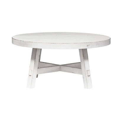 Splay Leg Round Cocktail Flea Market White w/ Heavy Distressing