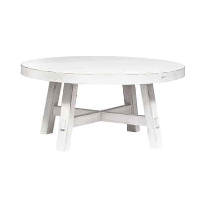 Splay Leg Round Cocktail Flea Market White w/ Heavy Distressing
