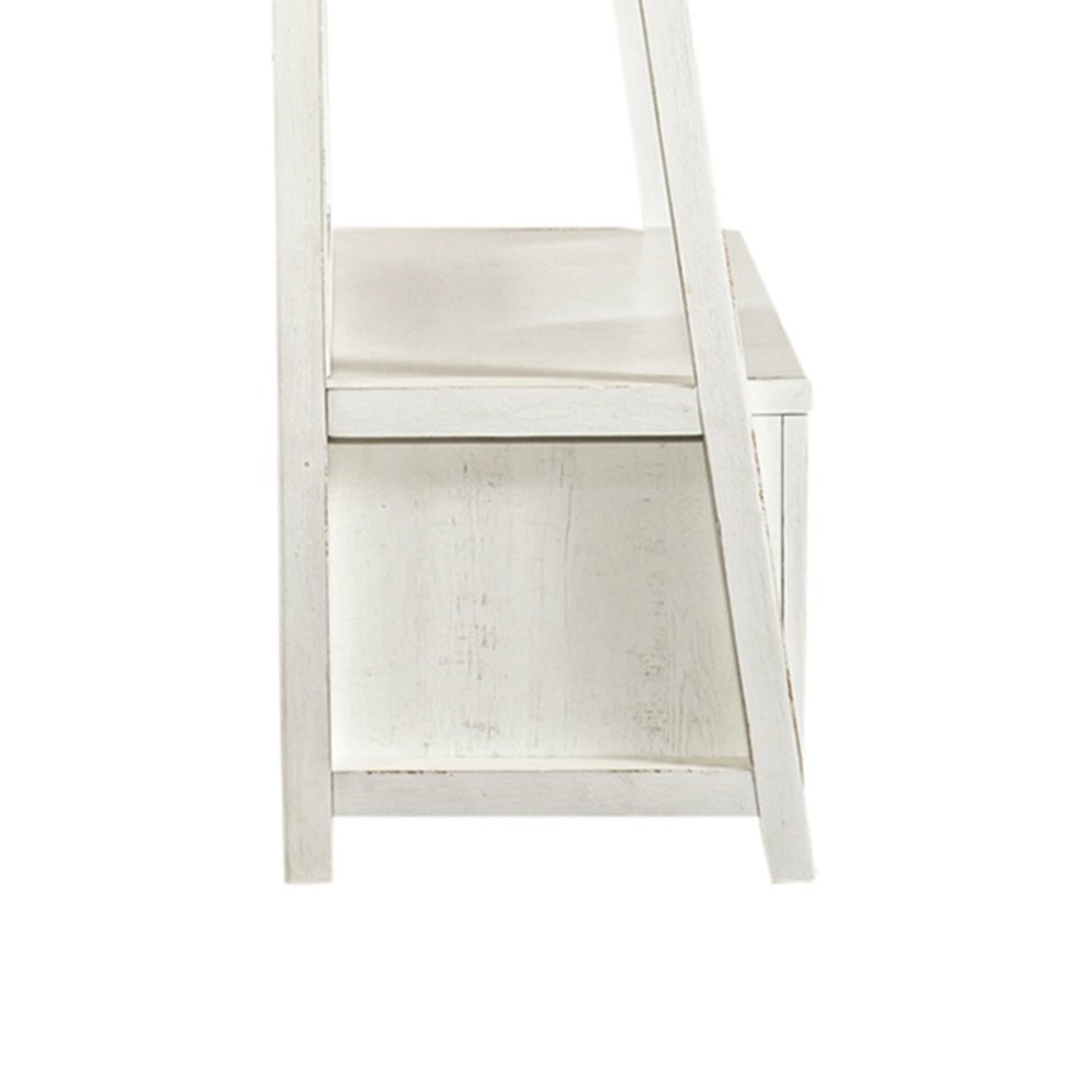 2 Pc Hall Tree Set with Oak Framed Mirror and Storage Drawer - Distressed White
