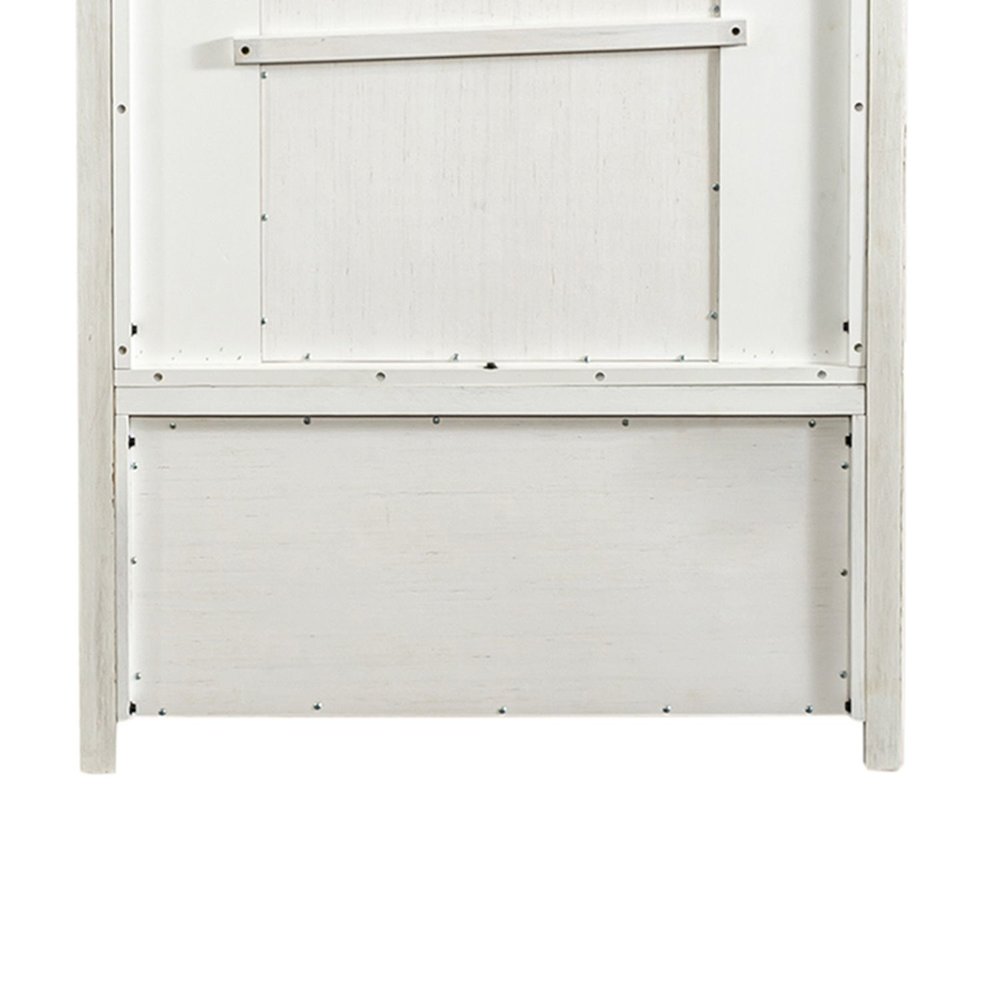 2 Pc Hall Tree Set with Oak Framed Mirror and Storage Drawer - Distressed White