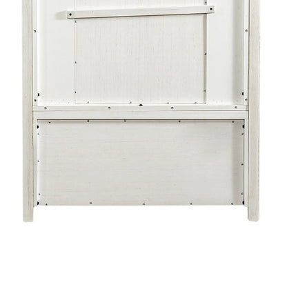 2 Pc Hall Tree Set with Oak Framed Mirror and Storage Drawer - Distressed White