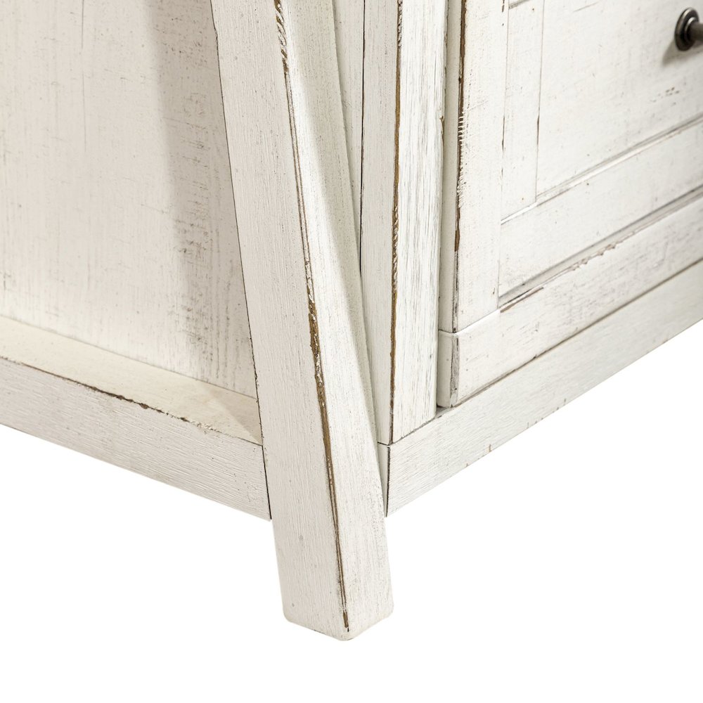 2 Pc Hall Tree Set with Oak Framed Mirror and Storage Drawer - Distressed White